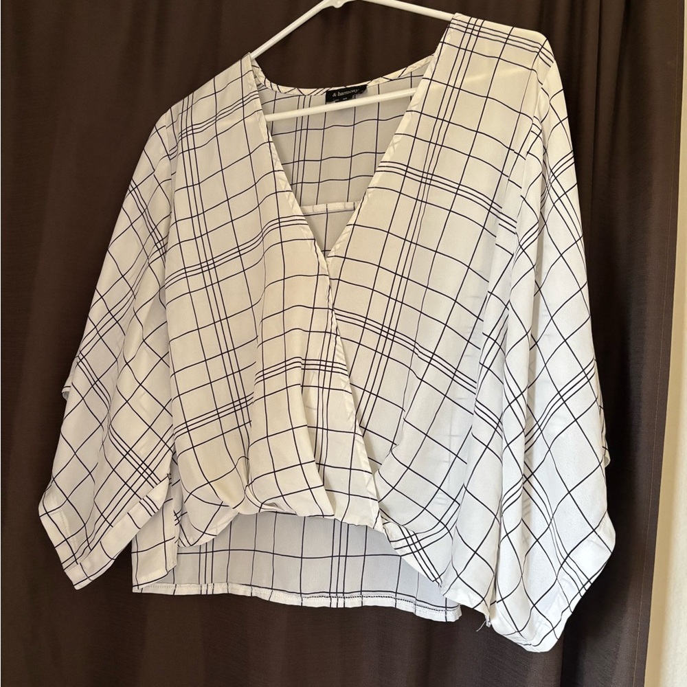 Plaid V-Neck Women's Top